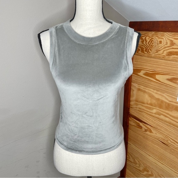 SKIMS Velour Crewneck Sleeveless Tank Top in Smoke Grey Large - Picture 2 of 9